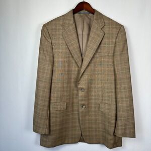 Hickey Freeman‎ Nordstrom Madison Blazer Mens 42L Brown Worsted Wool Houndstooth